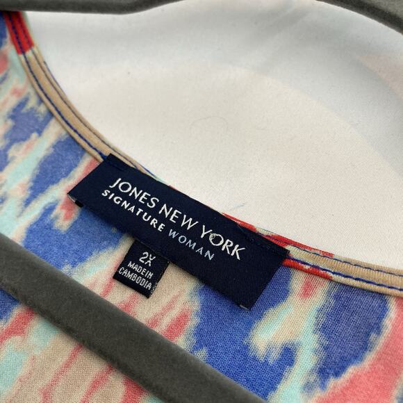 Jones New York Women's Coral Sea Side Ruched Dress Size 2X Draped Beachy Party - Picture 5 of 10